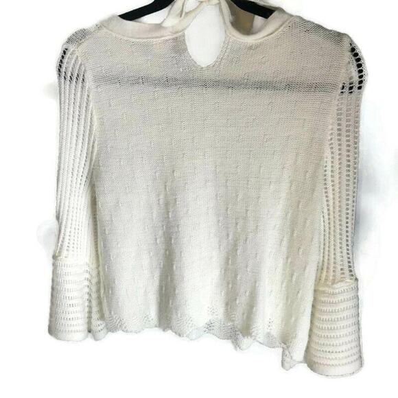 Alya Knitted Crop Sweater Bell Sleeves Small Keyhole - Picture 10 of 14